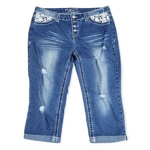 Rue21 Distressed Lace Capri Jeans
